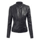 Women's Faux Leather Moto Jacket with Hoodie product