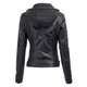 Women's Faux Leather Moto Jacket with Hoodie product