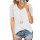 Haute Edition® Women's Crochet Puff Short Sleeve V-Neck Blouse product