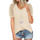 Haute Edition® Women's Crochet Puff Short Sleeve V-Neck Blouse product