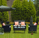 Black Rattan 4-Piece Outdoor Patio Wicker Sofa Set product