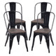 Goplus® Tolix Style Metal Dining Side Chair with Elm Wood (Set of 4) product