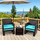 5-Piece Patio Rattan Wicker Furniture Set with Ottoman & Tempered Glass Coffee Table product