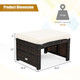 5-Piece Patio Rattan Wicker Furniture Set with Ottoman & Tempered Glass Coffee Table product