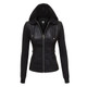Lock & Love Faux Leather Full-Zip Hoodie Sweatshirt Jacket product