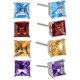 Rhodium-Plated 925 Sterling Silver Square-Cut CZ Stud Earrings (4-Pair) product