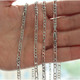 Solid 925 Sterling Silver 4mm Italian Figaro Link Chain product