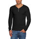 Men's Slim Fit V-Neck Long Sleeve Cotton 3-Button T-Shirt product