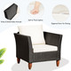 3-Piece Outdoor Patio Black Rattan Wood Chair Set with White Cushions product