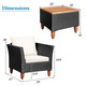 3-Piece Outdoor Patio Black Rattan Wood Chair Set with White Cushions product
