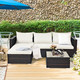 5-Piece Patio Rattan Furniture Set Sectional Conversation Sofa with Table product