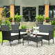 Rattan 4-Piece Patio Furniture with Glass Top Table product