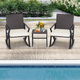  3-Piece Patio Rattan Wicker Bistro Table with Rocking Chairs product