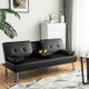 Convertible Folding Leather Futon Sofa with Cup Holders and Armrests product