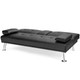 Convertible Folding Leather Futon Sofa with Cup Holders and Armrests product