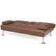 Convertible Folding Leather Futon Sofa with Cup Holders and Armrests product