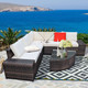 6-Piece Wicker Patio Sectional Sofa Set with Tempered Glass Coffee Table product