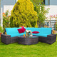 6-Piece Wicker Patio Sectional Sofa Set with Tempered Glass Coffee Table product