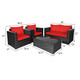 Rattan Outdoor 4-Piece Red Cushion Patio Set product