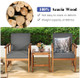 Wooden 3-Piece Patio Furniture Set with Grey Cushions product