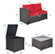 Rattan 4 Piece Storage Loveseat Patio Set product