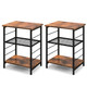 3-Tier Industrial Side Table with Adjustable Mesh Shelf (Set of 2) product