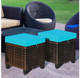 Patio Rattan Ottoman Seats with Removable Cushions (Set of 2) product