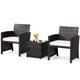 3-Piece Patio PE Rattan Conversation Bistro Furniture Set with Waterproof Covers product