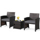 3-Piece Patio PE Rattan Conversation Bistro Furniture Set with Waterproof Covers product