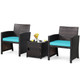 3-Piece Patio PE Rattan Conversation Bistro Furniture Set with Waterproof Covers product