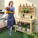 Large Garden Potting Bench Table with Display Rack and Hidden Sink product