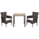 3-Piece Patio Wicker Furniture Set with Acacia Wood Tabletop & Chair Cushions product