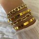 14K Gold Plated 4-Piece Thick Chain Link Bracelets Bangles product