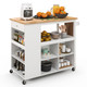 Kitchen Island Trolley Cart on Wheels with Storage, Open Shelves, and Drawer product