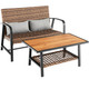 2-Piece Patio Rattan Coffee Table Set with Shelf product