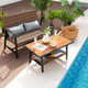 2-Piece Patio Rattan Coffee Table Set with Shelf product