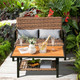 2-Piece Patio Rattan Coffee Table Set with Shelf product