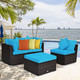 4-Piece Patio Rattan Furniture Set with Removable Cushions and Pillows product