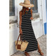 Stripe Print Sleeveless Maxi Dress with Slits product