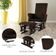 Wood Frame Cushioned Rocking Chair Glider & Ottoman Set product