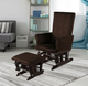 Wood Frame Cushioned Rocking Chair Glider & Ottoman Set product