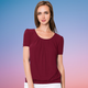 Women's Scoop Neck Short Sleeve Front-Pleated Blouse product