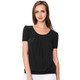 Women's Scoop Neck Short Sleeve Front-Pleated Blouse product
