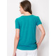 Women's Scoop Neck Short Sleeve Front-Pleated Blouse product