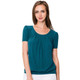 Women's Scoop Neck Short Sleeve Front-Pleated Blouse product