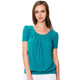 Women's Scoop Neck Short Sleeve Front-Pleated Blouse product