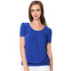 Women's Scoop Neck Short Sleeve Front-Pleated Blouse product