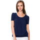 Women's Scoop Neck Short Sleeve Front-Pleated Blouse product