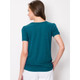 Women's Scoop Neck Short Sleeve Front-Pleated Blouse product
