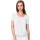 Women's Scoop Neck Short Sleeve Front-Pleated Blouse product